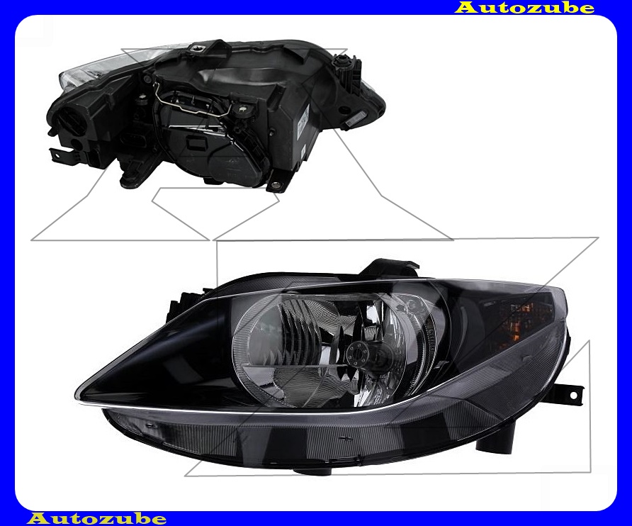 Fényszóró bal fekete házas (H4) motorral {VALEO} Fényszóró bal fekete házas (H4) motorral {VALEO}