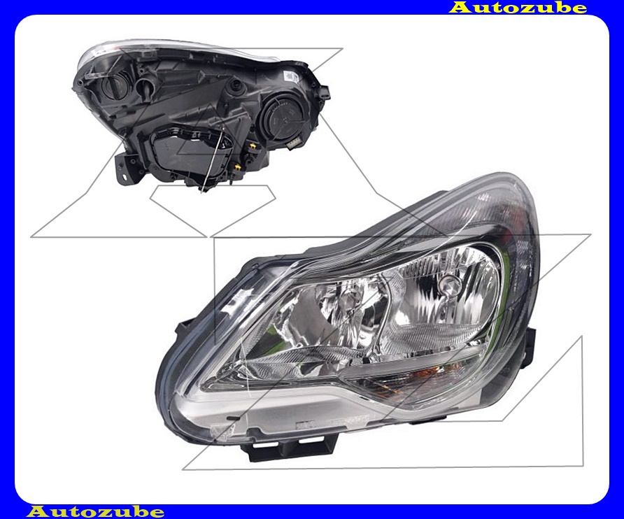 Fényszóró bal króm házas (H7/H1/PY24W) nappali fénnyel, motorral {VALEO} Fényszóró bal króm házas (H7/H1/PY24W) nappali fénnyel, motorral {VALEO}