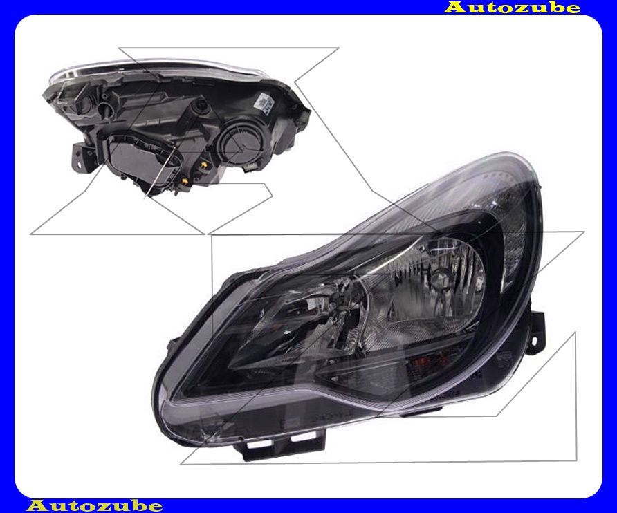 Fényszóró bal fekete házas (H7/H1/PY24W) nappali fénnyel, motorral {VALEO} Fényszóró bal fekete házas (H7/H1/PY24W) nappali fénnyel, motorral {VALEO}