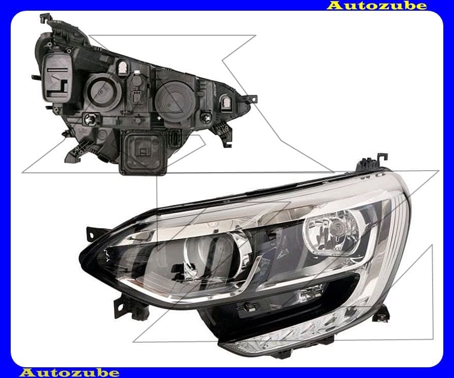 Fényszóró bal (H7/H7/LED) alul nappali fénnyel, króm betéttel, motor nélkül {VALEO} Fényszóró bal (H7/H7/LED) alul nappali fénnyel, króm betéttel, motor nélkül {VALEO}