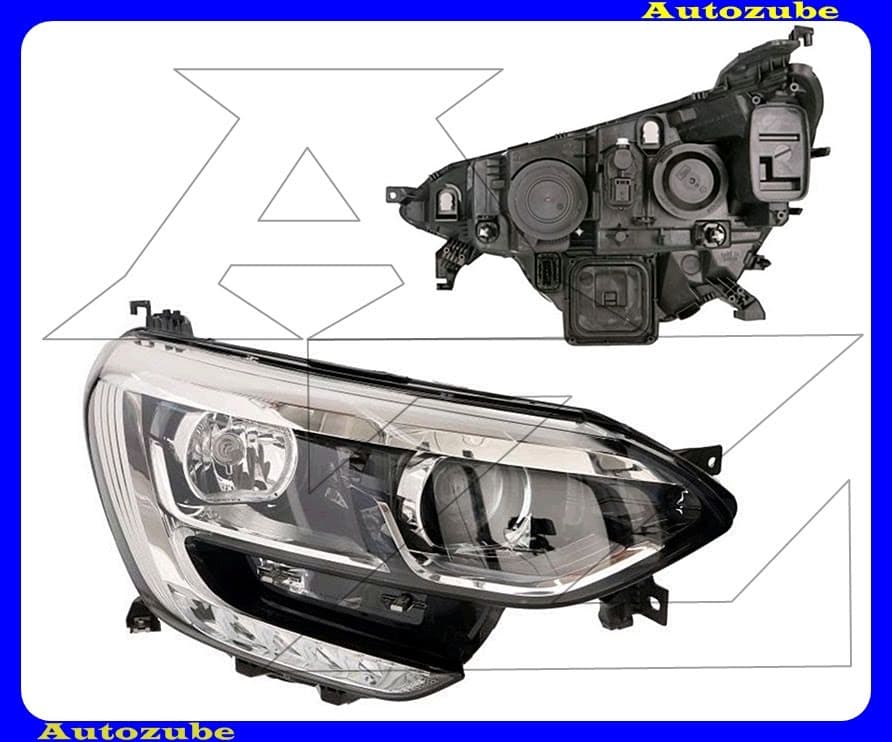 Fényszóró jobb (H7/H7/LED) alul nappali fénnyel, króm betéttel, motor nélkül {VALEO} Fényszóró jobb (H7/H7/LED) alul nappali fénnyel, króm betéttel, motor nélkül {VALEO}