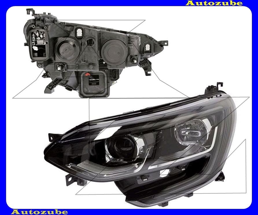 Fényszóró bal (H7/H7/LED) alul nappali fénnyel, fekete betéttel, motor nélkül {VALEO} Fényszóró bal (H7/H7/LED) alul nappali fénnyel, fekete betéttel, motor nélkül {VALEO}