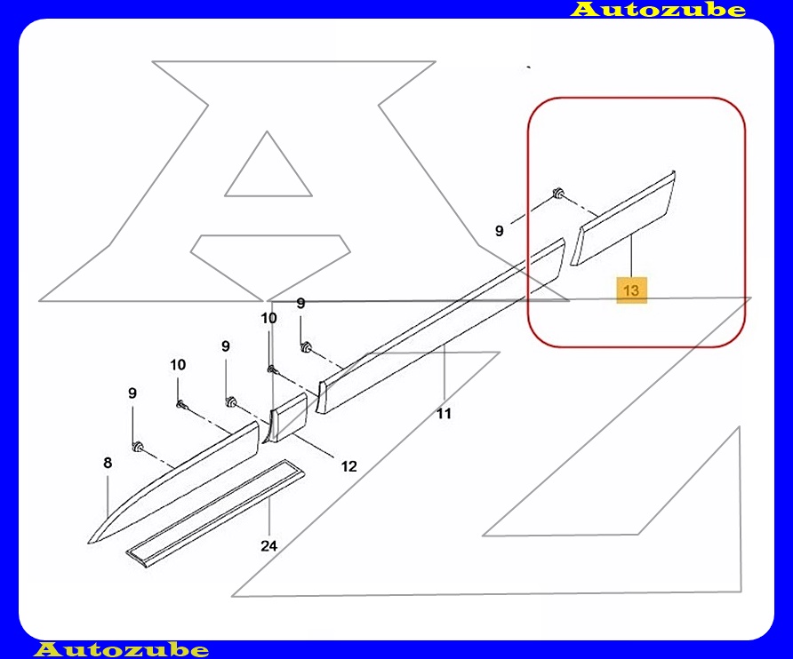 Sárvédő díszléc bal hátsó fekete Sárvédő díszléc bal hátsó fekete