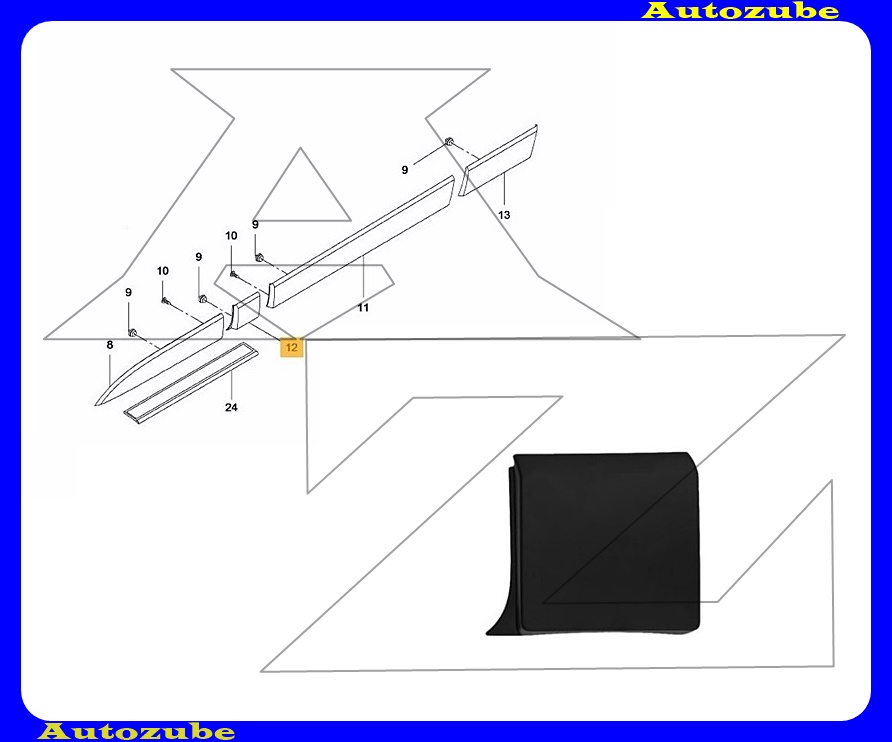 B-oszlop díszléc bal fekete B-oszlop díszléc bal fekete