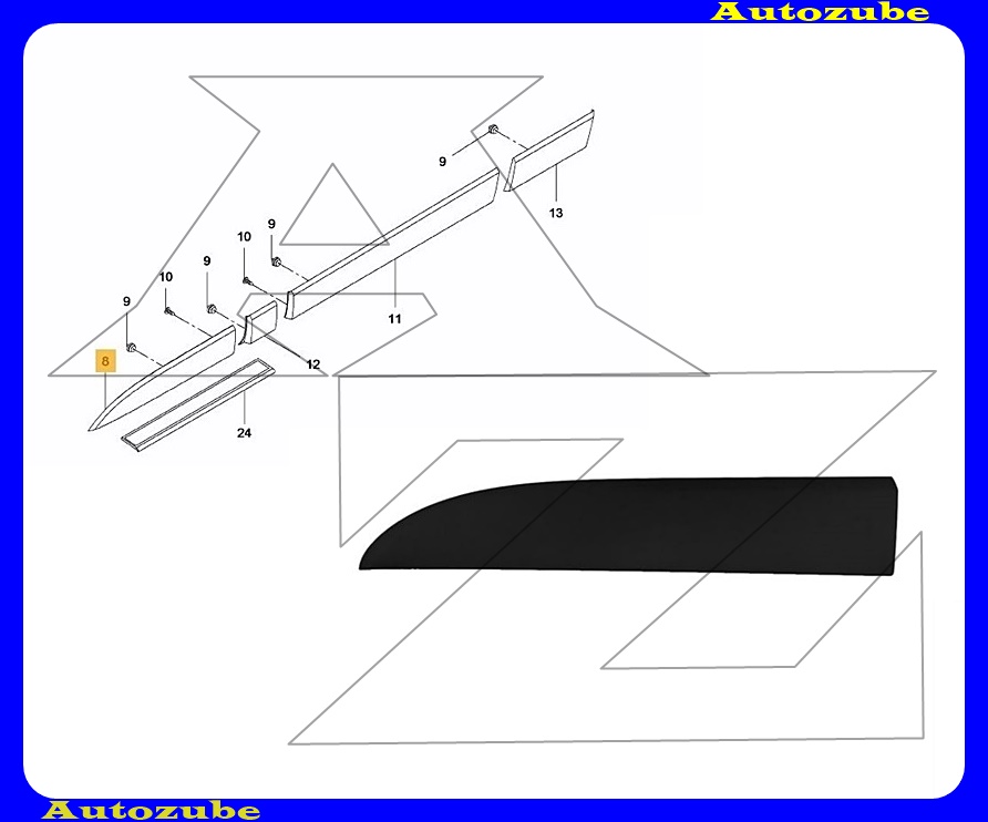 Ajtódíszléc bal első fekete Ajtódíszléc bal első fekete