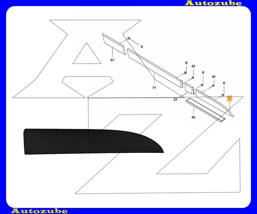Ajtódíszléc jobb első fekete Ajtódíszléc jobb első fekete