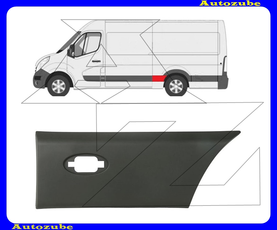 Hátsó sárvédő díszléc kerékív előtti bal, szélességjelzős Hátsó sárvédő díszléc kerékív előtti bal, szélességjelzős