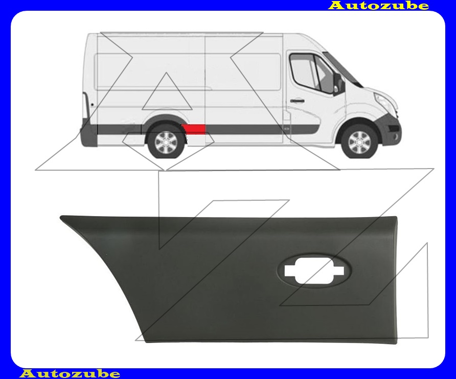 Hátsó sárvédő díszléc kerékív előtti jobb, szélességjelzős Hátsó sárvédő díszléc kerékív előtti jobb, szélességjelzős