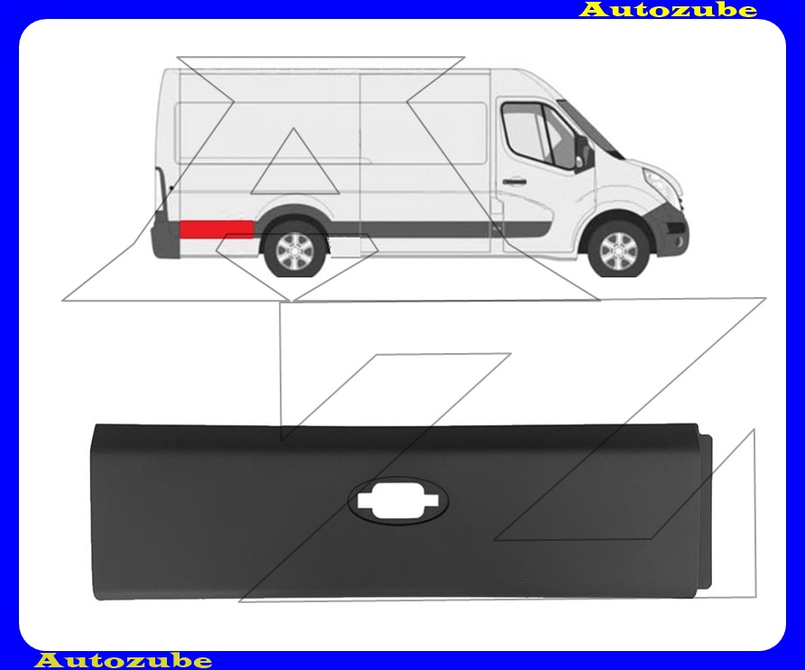 Hátsó sárvédő díszléc kerékív mögött jobb, szélességjelzős Hátsó sárvédő díszléc kerékív mögött jobb, szélességjelzős