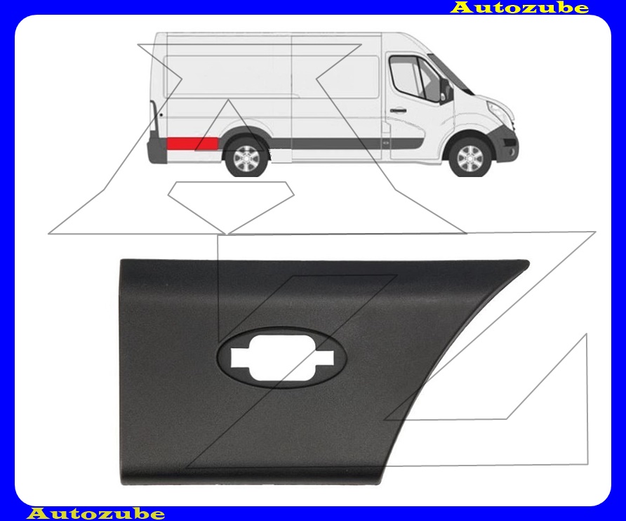 Hátsó sárvédő díszléc kerékív mögött jobb, szélességjelzős Hátsó sárvédő díszléc kerékív mögött jobb, szélességjelzős