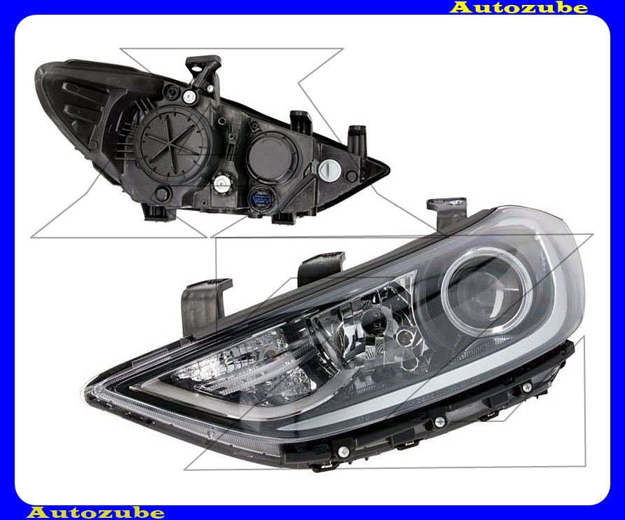 Fényszóró bal (HB3/H7) fekete házas (motor nélkül) {DEPO} Fényszóró bal (HB3/H7) fekete házas (motor nélkül) {DEPO}