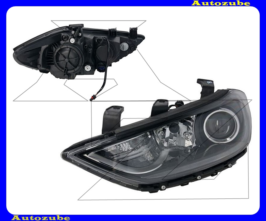 Fényszóró bal (HB3/H7/LED) fekete házas (motor nélkül) {DEPO} Fényszóró bal (HB3/H7/LED) fekete házas (motor nélkül) {DEPO}