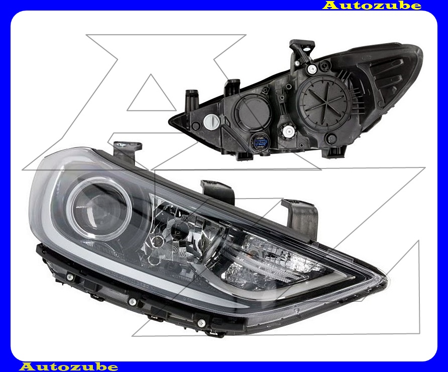 Fényszóró jobb (HB3/H7) fekete házas (motor nélkül) {DEPO} Fényszóró jobb (HB3/H7) fekete házas (motor nélkül) {DEPO}