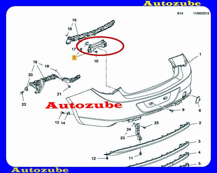 Hátsó lökhárító tartó középső Hátsó lökhárító tartó középső