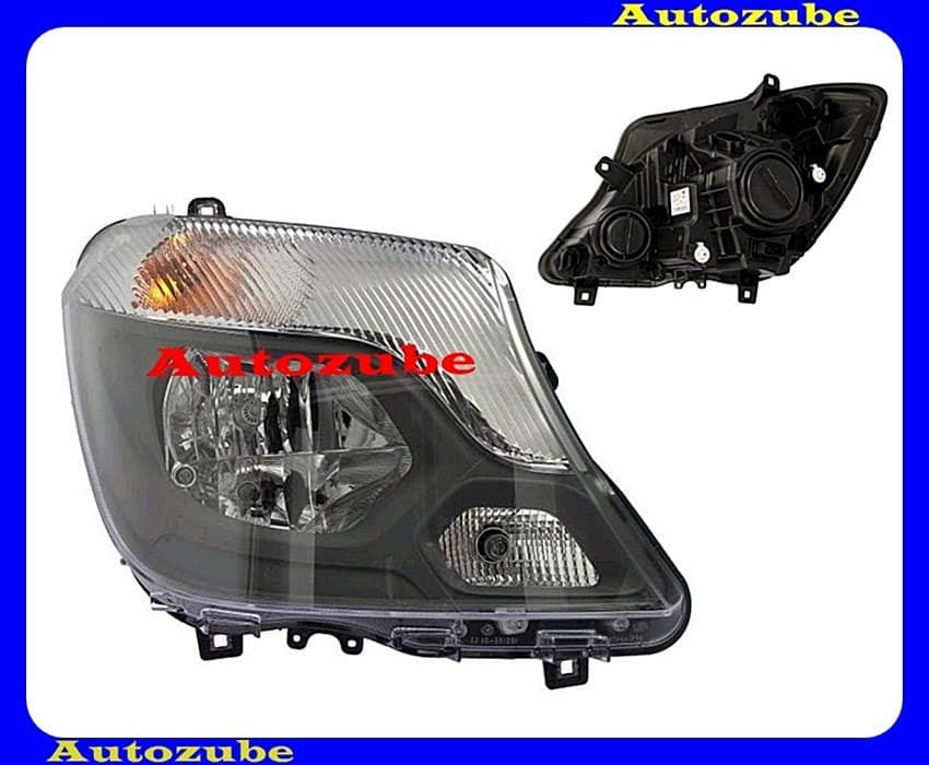 Fényszóró jobb fekete házas (2xH7/W21W) nappali fénnyel, motorral {HELLA} Fényszóró jobb fekete házas (2xH7/W21W) nappali fénnyel, motorral {HELLA}