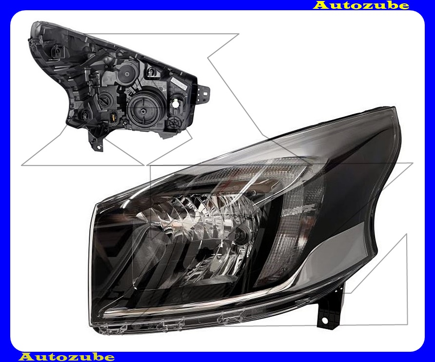 Fényszóró bal (H4/LED/PY21W) motorral {HELLA} Fényszóró bal (H4/LED/PY21W) motorral {HELLA}