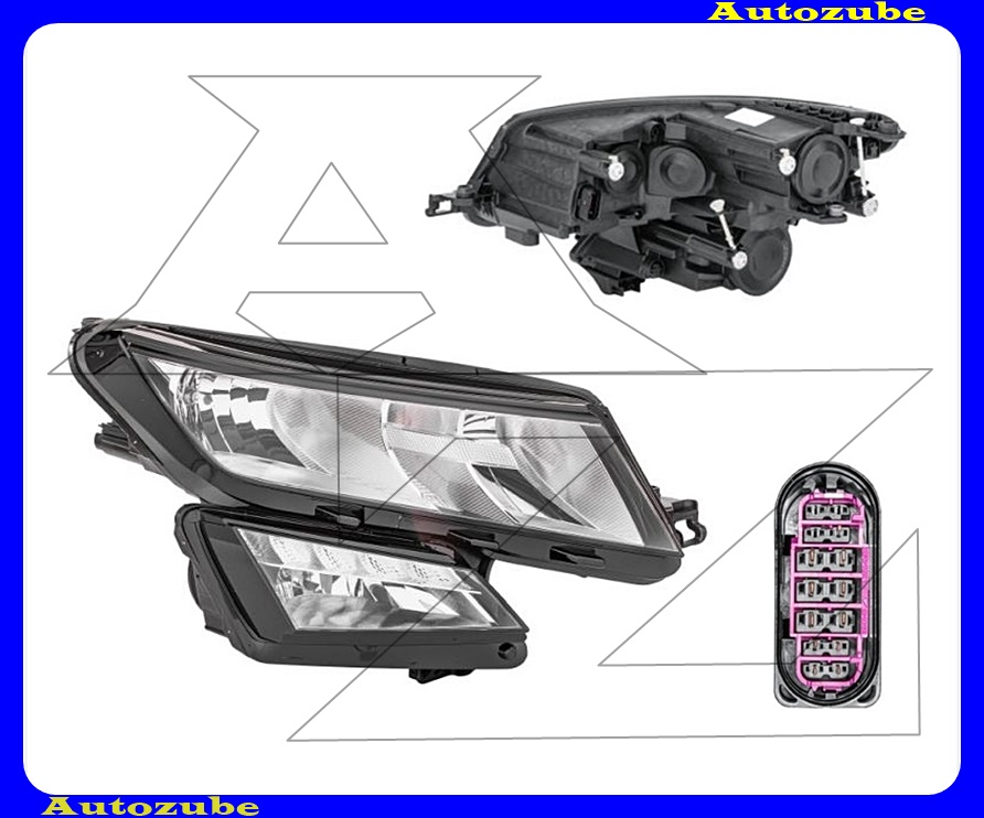 Fényszóró jobb (2xH7/H8/LED) nappali fénnyel, motorral {HELLA} Fényszóró jobb (2xH7/H8/LED) nappali fénnyel, motorral {HELLA}