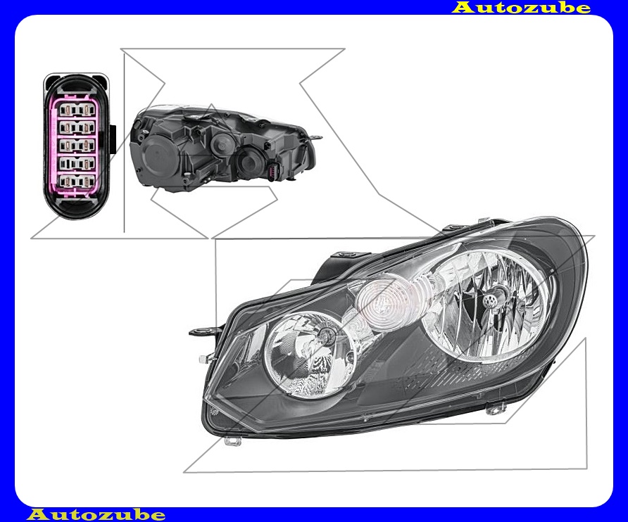 Fényszóró bal fekete házas (H7/H15) motorral {HELLA} Fényszóró bal fekete házas (H7/H15) motorral {HELLA}