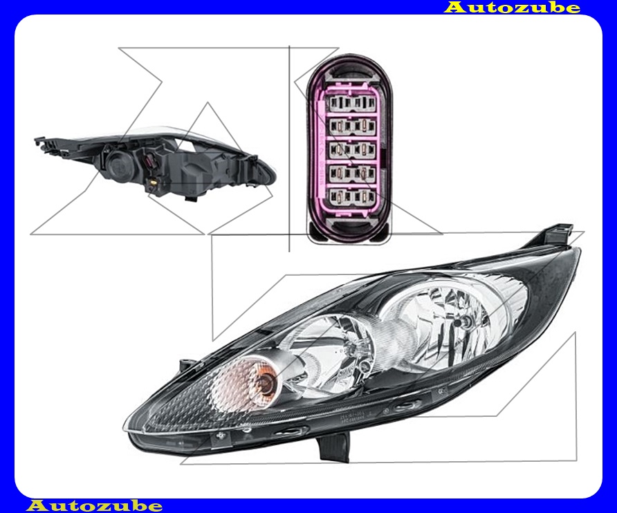 Fényszóró bal fekete házas (H7/H1) motorral {HELLA} Fényszóró bal fekete házas (H7/H1) motorral {HELLA}