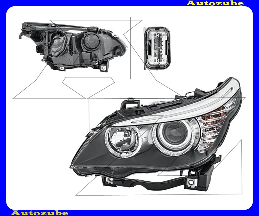 Fényszóró bal (H7/H7/PY21W/H6W/LED) motorral {HELLA} Fényszóró bal (H7/H7/PY21W/H6W/LED) motorral {HELLA}