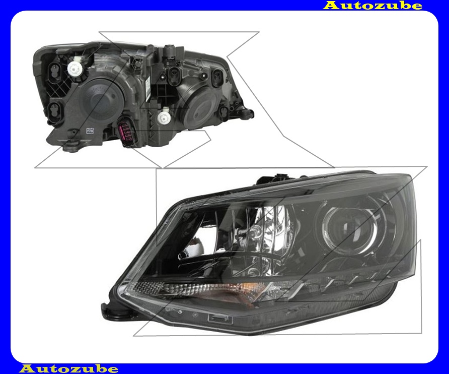 Fényszóró bal (H7/H7/LED) motorral  {HELLA}