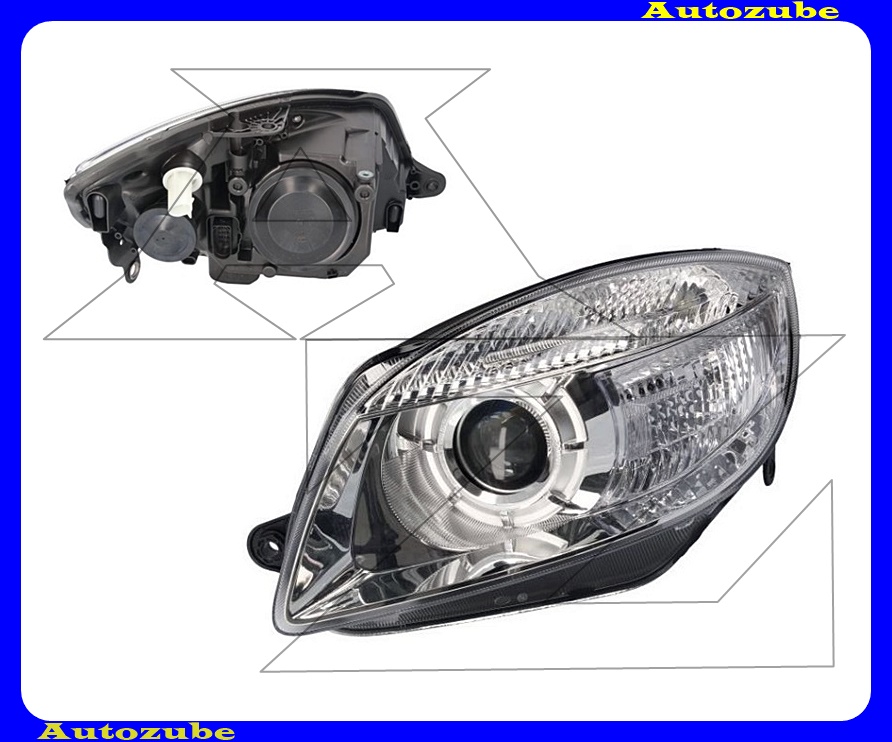 Fényszóró bal projektoros (H7/W5W/PY21W) motorral {HELLA} Fényszóró bal projektoros (H7/W5W/PY21W) motorral {HELLA}