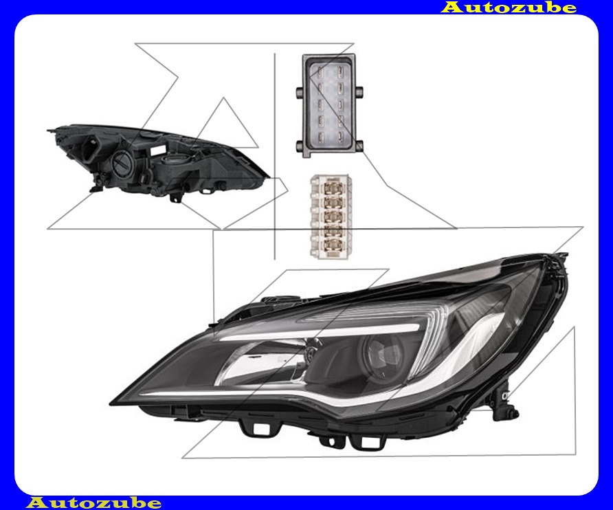 Fényszóró bal (H7/H1/LED) fekete házas, motorral, LED vezérlő nélkül nappali fényhez/helyzetjelzőhöz {HELLA} Fényszóró bal (H7/H1/LED) fekete házas, motorral, LED vezérlő nélkül nappali fényhez/helyzetjelzőhöz {HELLA}