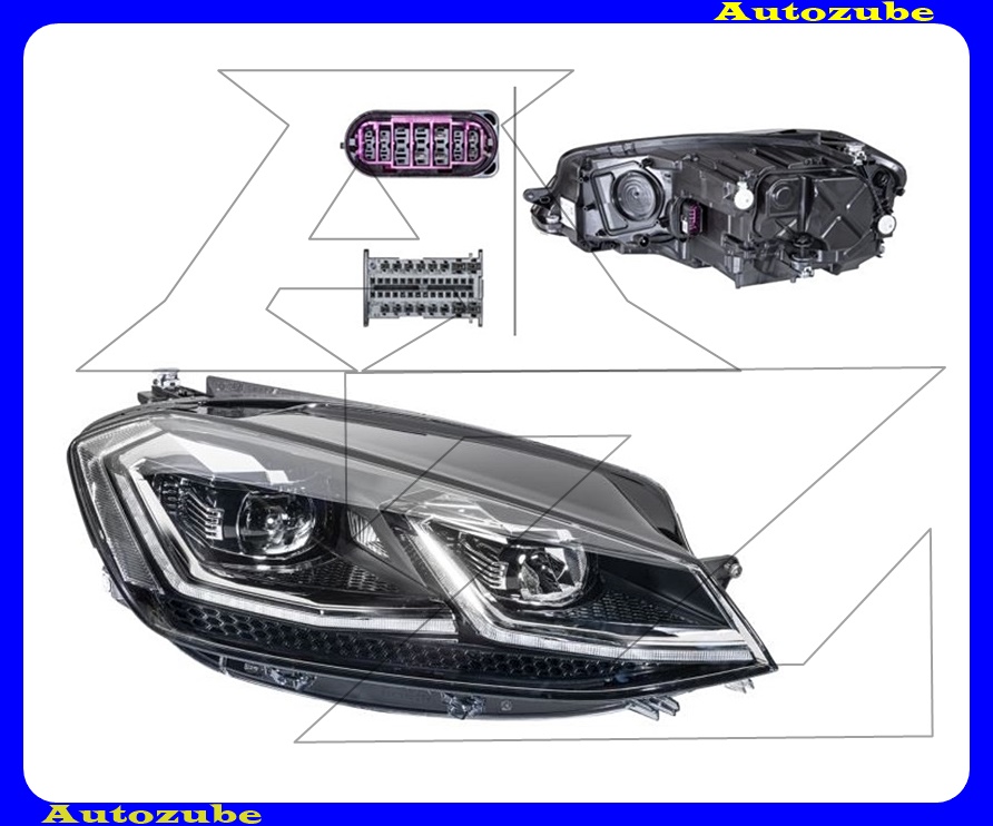 Fényszóró jobb (LED) 6 funkciós, motorral {HELLA} Fényszóró jobb (LED) 6 funkciós, motorral {HELLA}