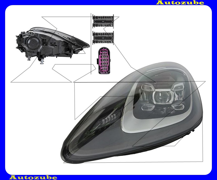 Fényszóró bal (LED-mátrix) LED vezérlő nélkül nappali fényhez/helyzetjelzőhöz,LED vezérlő nélkül tompított/távfényszóróhoz, Fényszóró bal (LED-mátrix) LED vezérlő nélkül nappali fényhez/helyzetjelzőhöz,LED vezérlő nélkül tompított/távfényszóróhoz,