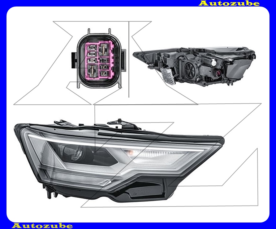 Fényszóró jobb (LED/PWY24W) nappali fénnyel (LED) helyzetjelzővel (LED) távfényszóróval (LED) tompított fénnyel (LED) vezérlő nélkül {HELLA} Fényszóró jobb (LED/PWY24W) nappali fénnyel (LED) helyzetjelzővel (LED) távfényszóróval (LED) tompított fénnyel (LED) vezérlő nélkül {HELLA}