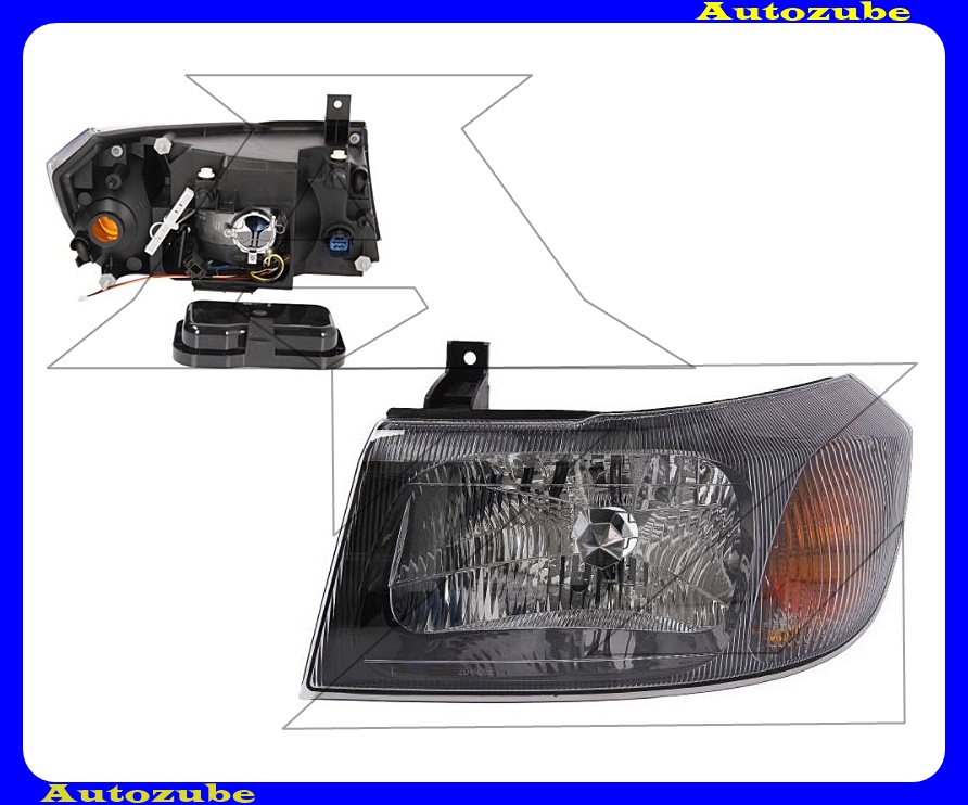 Fényszóró bal fekete házas (H4) (motor nélkül) {TYC} Fényszóró bal fekete házas (H4) (motor nélkül) {TYC}