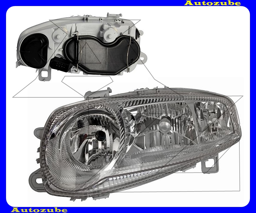 Fényszóró bal (2xH7/H1) króm házas, motorral {TYC} Fényszóró bal (2xH7/H1) króm házas, motorral {TYC}
