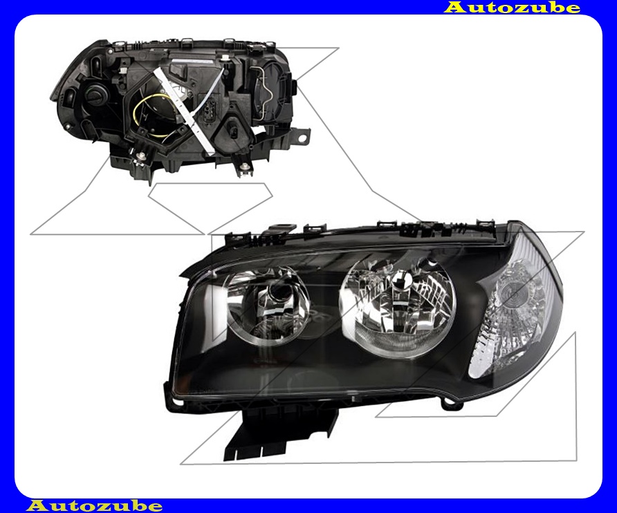 Fényszóró bal fehér prizmás (H7/H7) motorral {TYC} Fényszóró bal fehér prizmás (H7/H7) motorral {TYC}