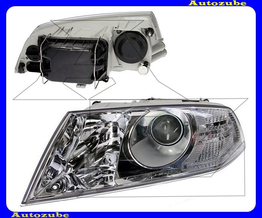 Fényszóró bal projektoros (DE-H7/H1) motorral {TYC} Fényszóró bal projektoros (DE-H7/H1) motorral {TYC}