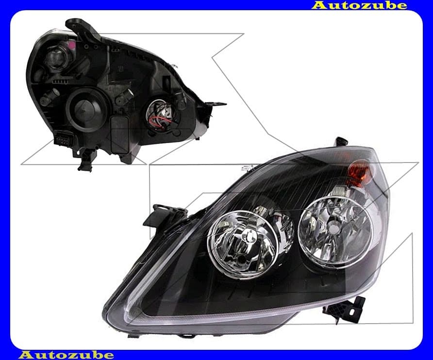 Fényszóró bal fekete házas (H7/H1) motorral {TYC} Fényszóró bal fekete házas (H7/H1) motorral {TYC}