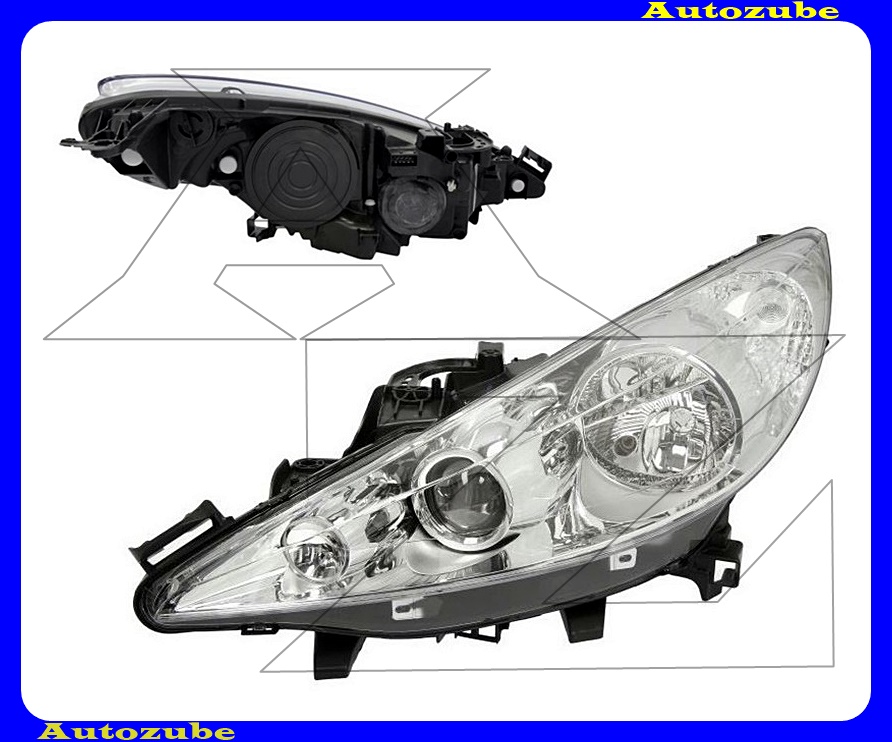 Fényszóró bal projektoros (2xH7/H1) motorral {TYC} Fényszóró bal projektoros (2xH7/H1) motorral {TYC}