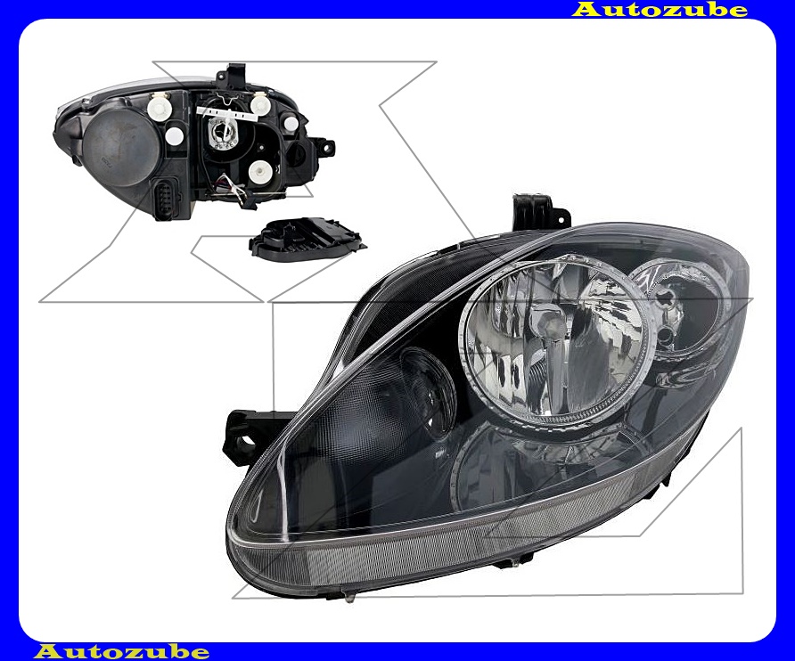 Fényszóró bal fekete házas (H7/H1) (motor nélkül) {TYC} Fényszóró bal fekete házas (H7/H1) (motor nélkül) {TYC}