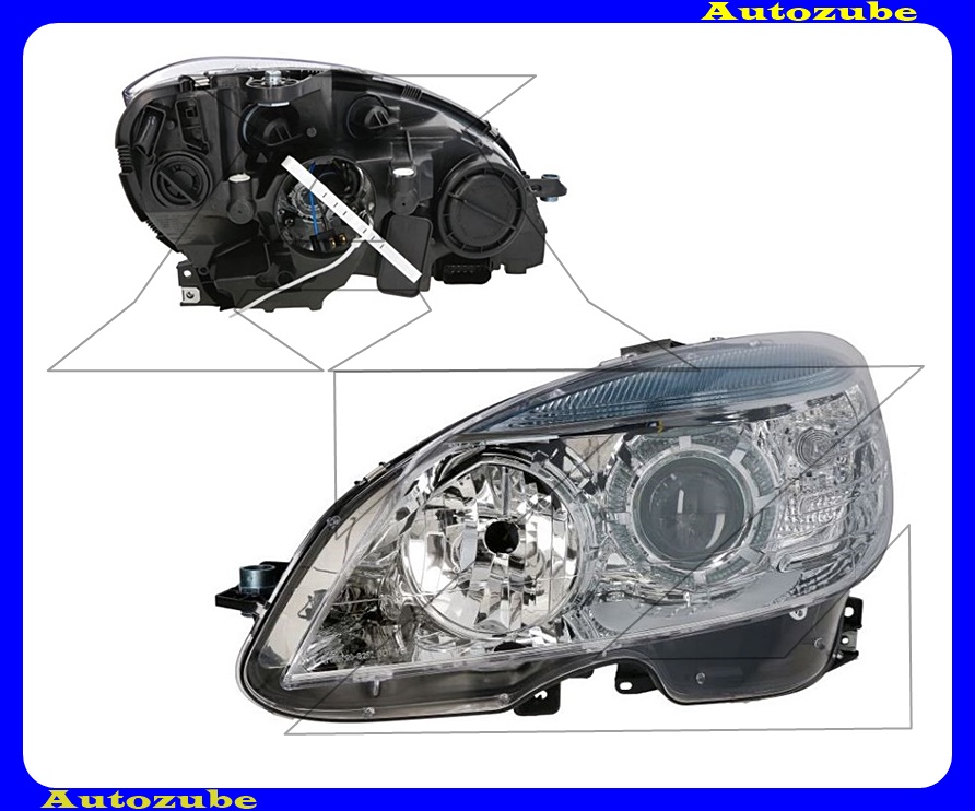 Fényszóró bal fehér indexes (H7/H7) motorral {TYC} Fényszóró bal fehér indexes (H7/H7) motorral {TYC}