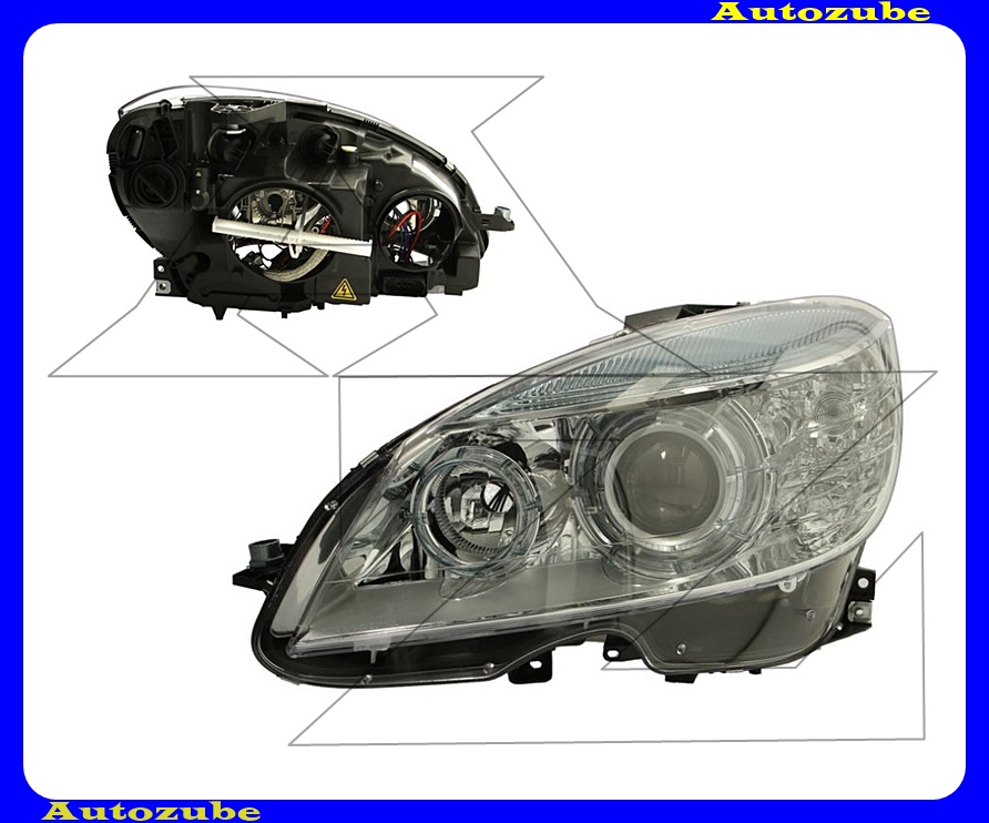 Fényszóró bal Bi-XENON (D1S/H7) motorral (izzó és elektronika nélkül) {TYC} Fényszóró bal Bi-XENON (D1S/H7) motorral (izzó és elektronika nélkül) {TYC}