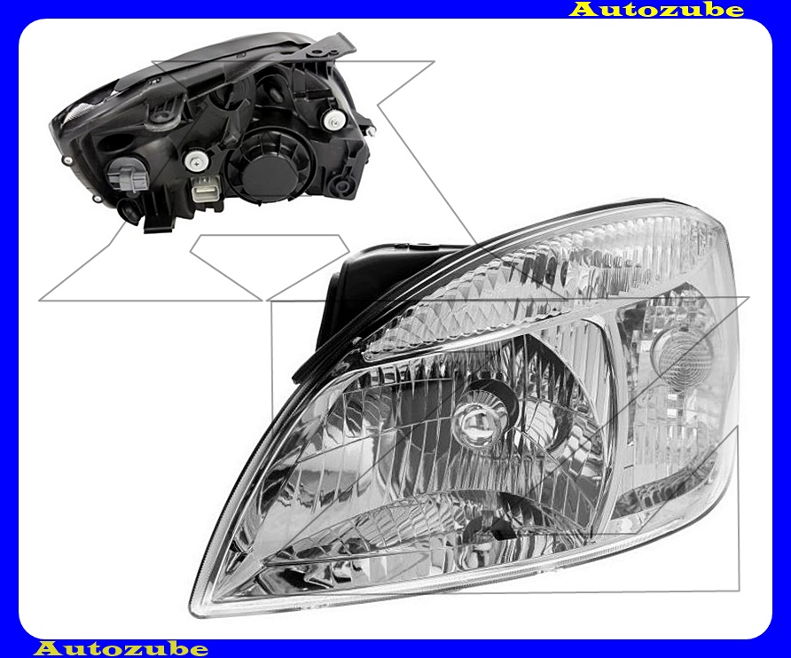 Fényszóró bal (H4) motorral {TYC} Fényszóró bal (H4) motorral {TYC}
