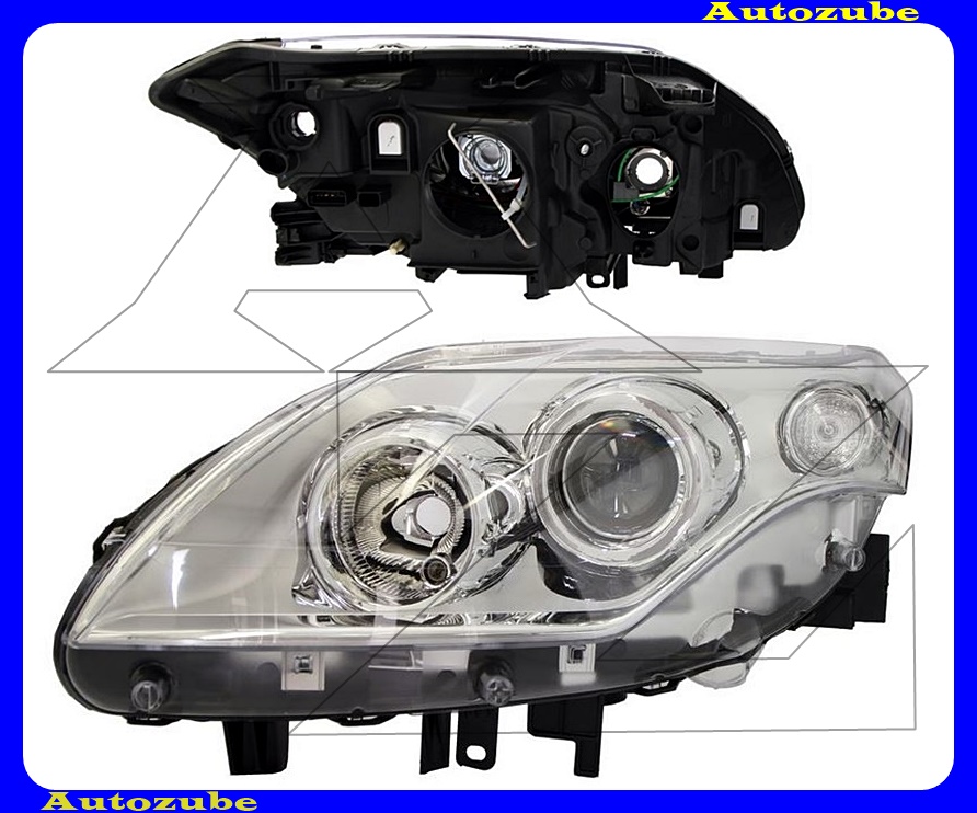 Fényszóró bal króm házas (H7/H7) (motor nélkül) {TYC} Fényszóró bal króm házas (H7/H7) (motor nélkül) {TYC}