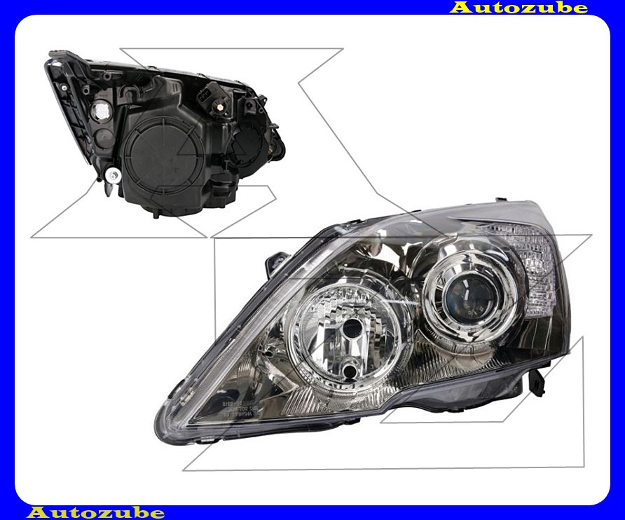 Fényszóró bal XENON, króm házas (D2S/HB3) (izzó és elektronika nélkül) {TYC} Fényszóró bal XENON, króm házas (D2S/HB3) (izzó és elektronika nélkül) {TYC}