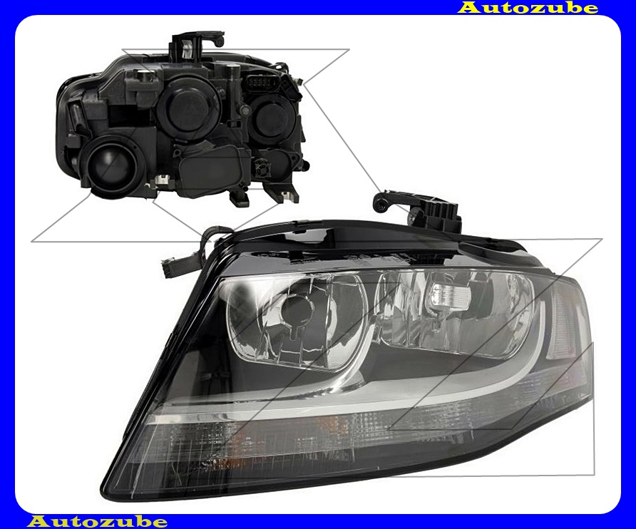 Fényszóró bal (2xH7/LED) nappali fényes, motorral {TYC} Fényszóró bal (2xH7/LED) nappali fényes, motorral {TYC}