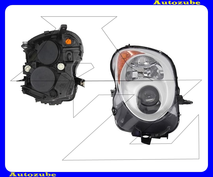 Fényszóró jobb (H7/H7) króm házas, motorral {DEPO} Fényszóró jobb (H7/H7) króm házas, motorral {DEPO}