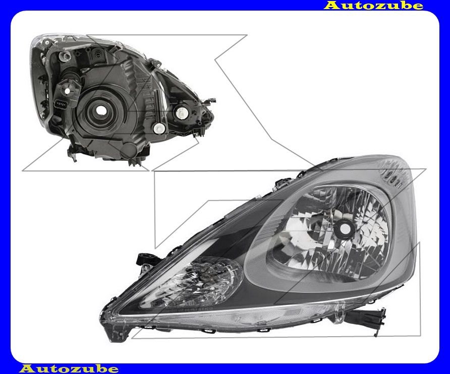 Fényszóró bal fekete házas (H4) motorral {TYC} Fényszóró bal fekete házas (H4) motorral {TYC}