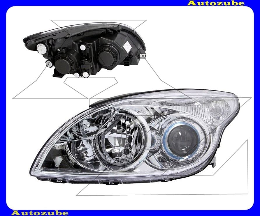 Fényszóró bal (H7/H1) króm házas, motorral {TYC} Fényszóró bal (H7/H1) króm házas, motorral {TYC}