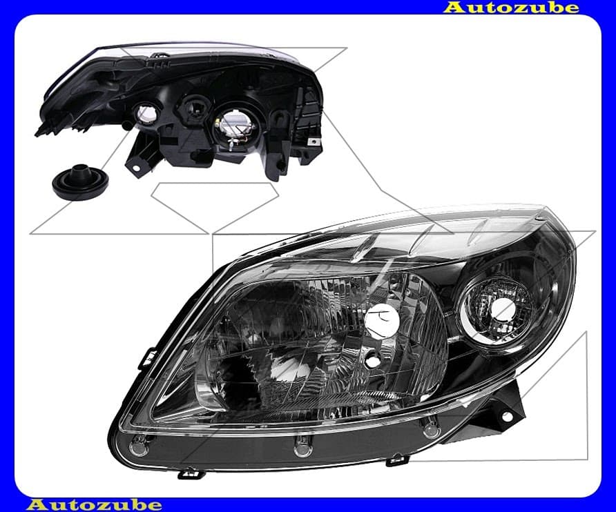 Fényszóró bal (H4) króm házas (motor nélkül) {TYC} Fényszóró bal (H4) króm házas (motor nélkül) {TYC}