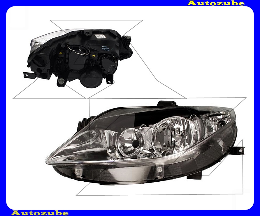 Fényszóró bal króm házas (H7/H7) motorral {TYC} Fényszóró bal króm házas (H7/H7) motorral {TYC}