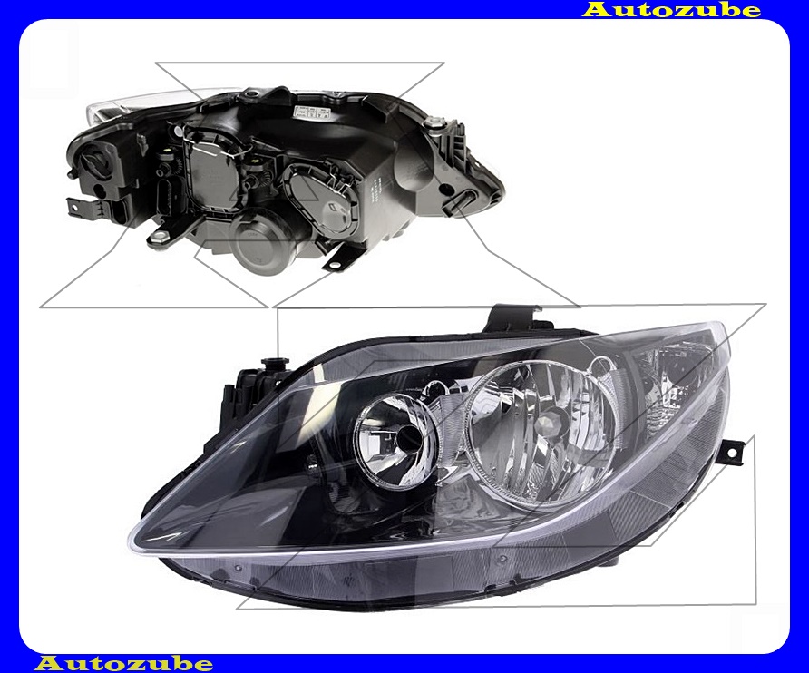 Fényszóró bal fekete házas (H7/H7) (motor nélkül) {TYC} Fényszóró bal fekete házas (H7/H7) (motor nélkül) {TYC}