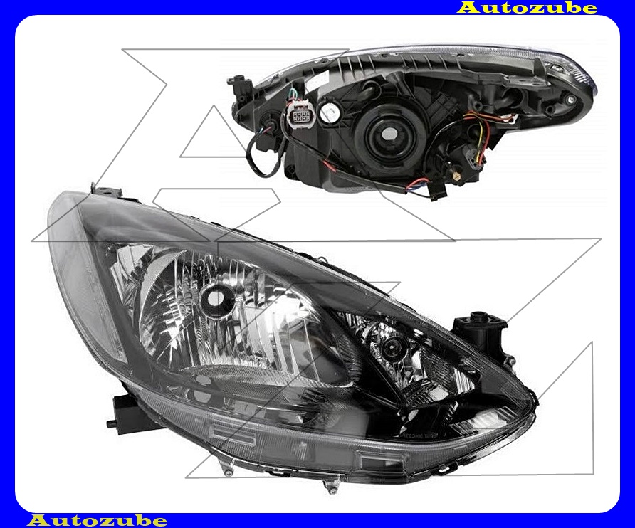 Fényszóró jobb (H4) fekete házas motorral {TYC} Fényszóró jobb (H4) fekete házas motorral {TYC}